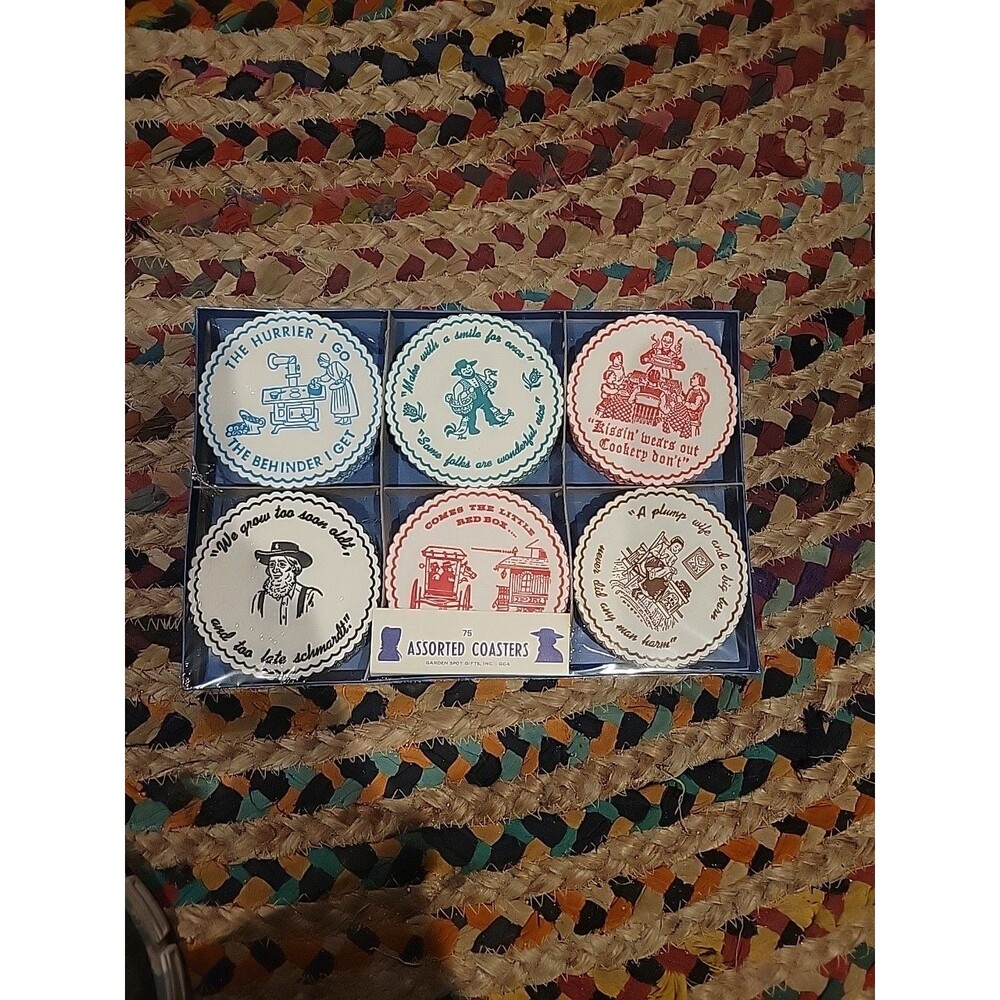 Vintage Pennsylvania Dutch Amish Paper Coaster Set of 75 Funny Sayings Jokes NEW